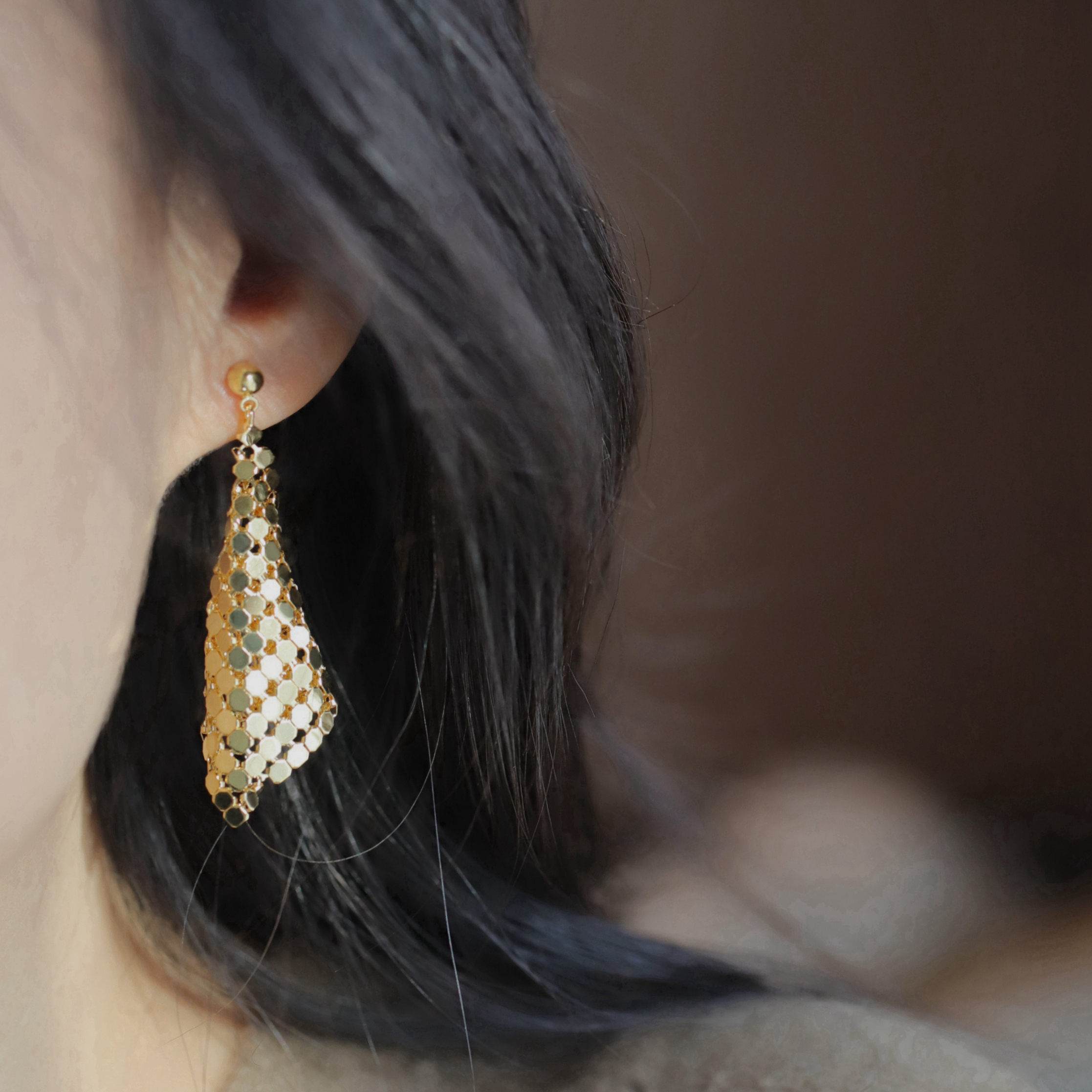 几何菱形亮片耳钉女蚊香盘耳夹