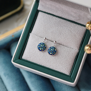 爆款 简约耳饰 小众设计感合成锆石耳环2026新款 纯银星空耳钉女冬季