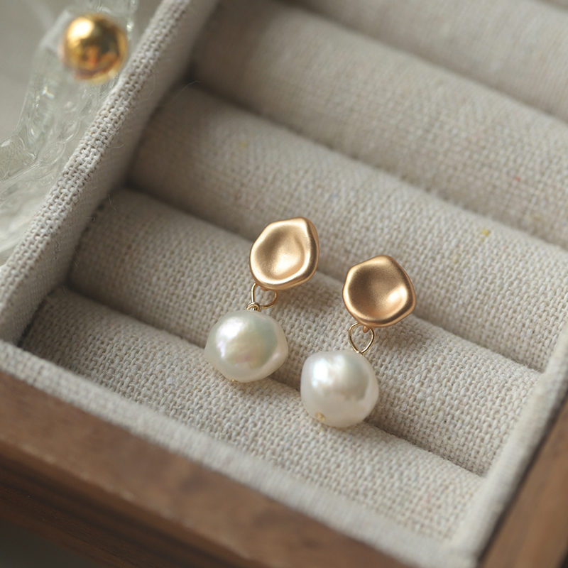 复古巴洛克淡水珍珠耳钉女独特