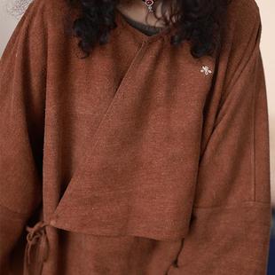 对饮/听花香 秋冬 柞蚕丝疙瘩绸双面穿  古朴禅意设计感袍子