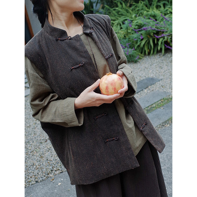 柞蚕丝夹新雪丽棉马甲中式