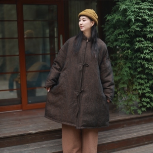 大树 中长保暖FZ 听花香生态色织汉麻95白鹅绒加厚沉稳大气羽绒服