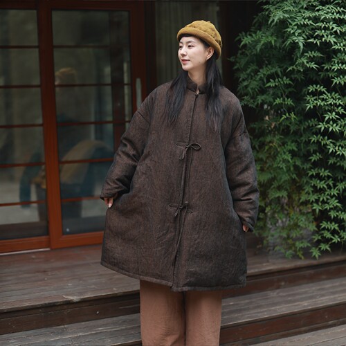 生态色织汉麻95白鹅绒加厚羽绒服