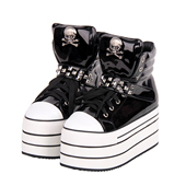 普普家2025新品 饰松糕厚底朋克松糕底短靴Q255 圆头皮带扣装