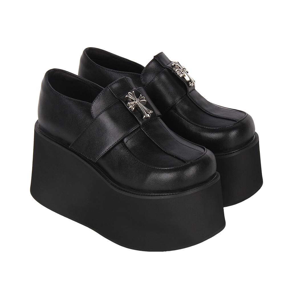 2024秋季新品Lolita 朋克鞋十字架配饰厚底松糕鞋155