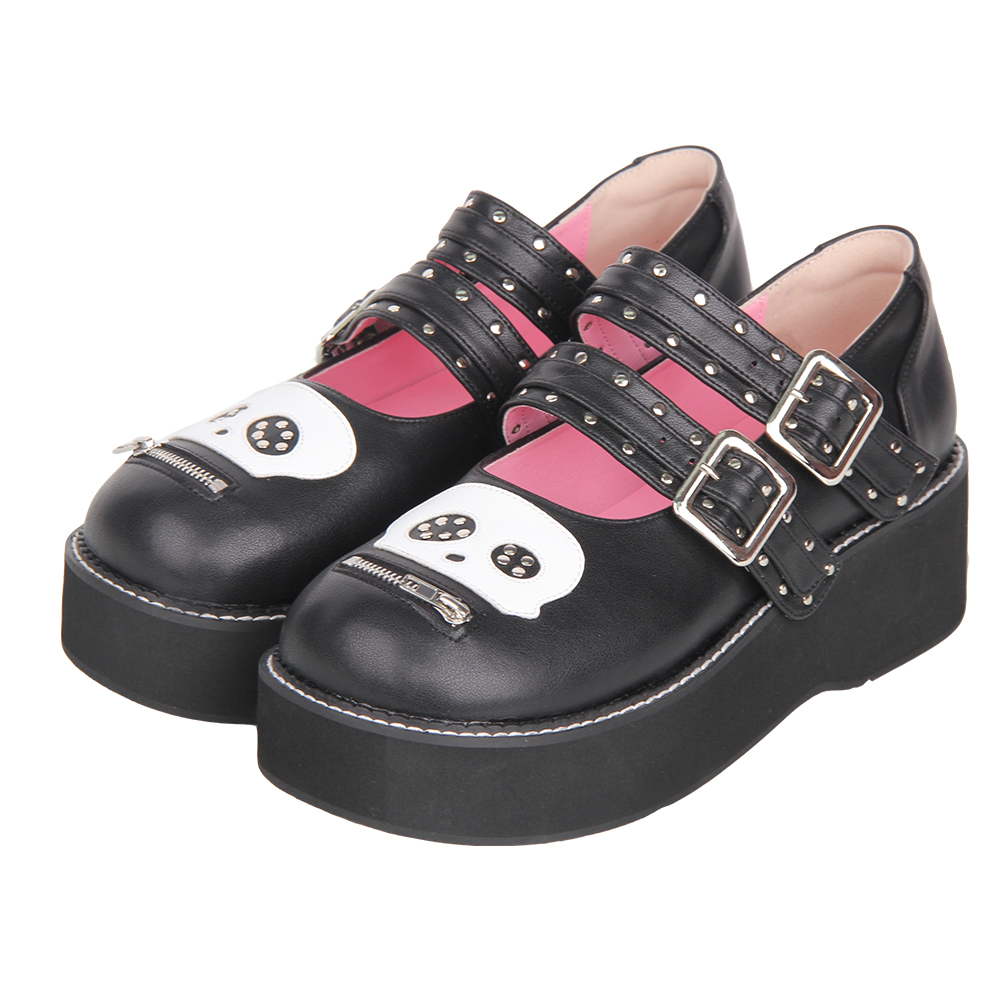 普普家 2025新品LOLITA鞋动漫浅口COS猫咪动物圆头骷髅头鞋C228