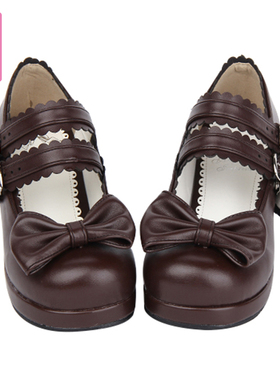 2020圆头LOLITA鞋双带蝴蝶结洋装COS公主鞋8029改版4.5CM