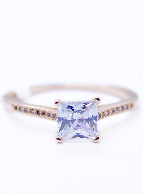 丽晶饰品 镀金合金饰品  时尚镶钻方款  戒指  女 仿钻 893015