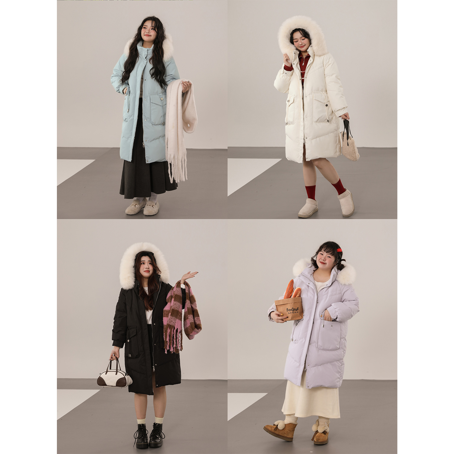 大码百分百微胖mm女装冬保暖真狐狸毛三防羽绒服中长版外套