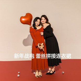 大码百分百女装微胖mm春季优雅蕾丝花边蝴蝶结收腰连衣裙