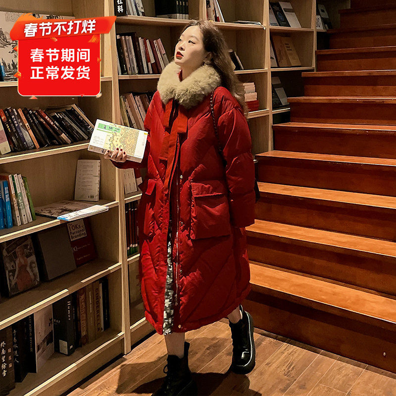 大码百分百/自制90白鸭绒2025冬新款女装胖mm中长款加厚羽绒服