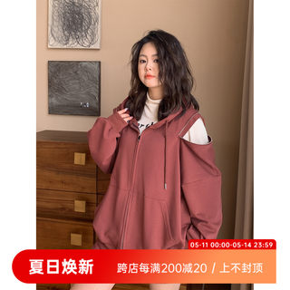 大码百分百2024冬新款女装微胖mm显瘦设计连帽休闲运动服两件套装