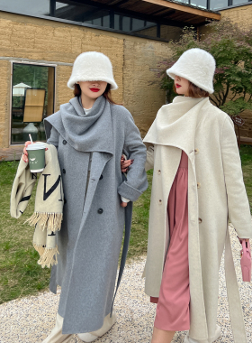 大码百分百/2024冬女装微胖mm妹妹高级设计感轻奢双面呢羊毛大衣