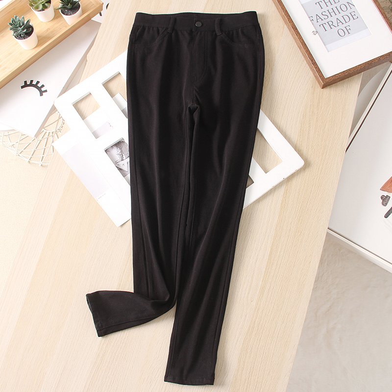 2025春秋新款百搭高腰弹力休闲紧身小脚裤女长裤子外穿显瘦小黑裤