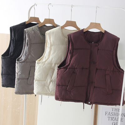 加厚圆领坎肩女韩版显瘦外套马甲