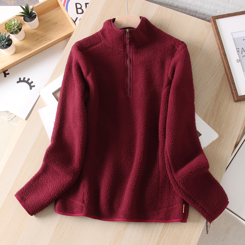 立领拉链半开襟套头卫衣