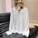 2026春休闲风松弛感随性纯棉大V领针织长袖 T恤女上衣