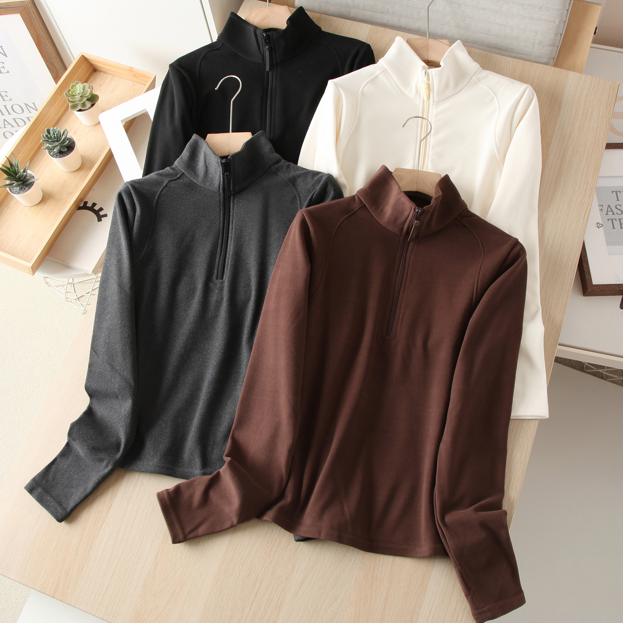 立领半拉链百搭双面德绒保暖卫衣