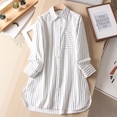 长袖衬衫宽松细条纹设计感上衣
