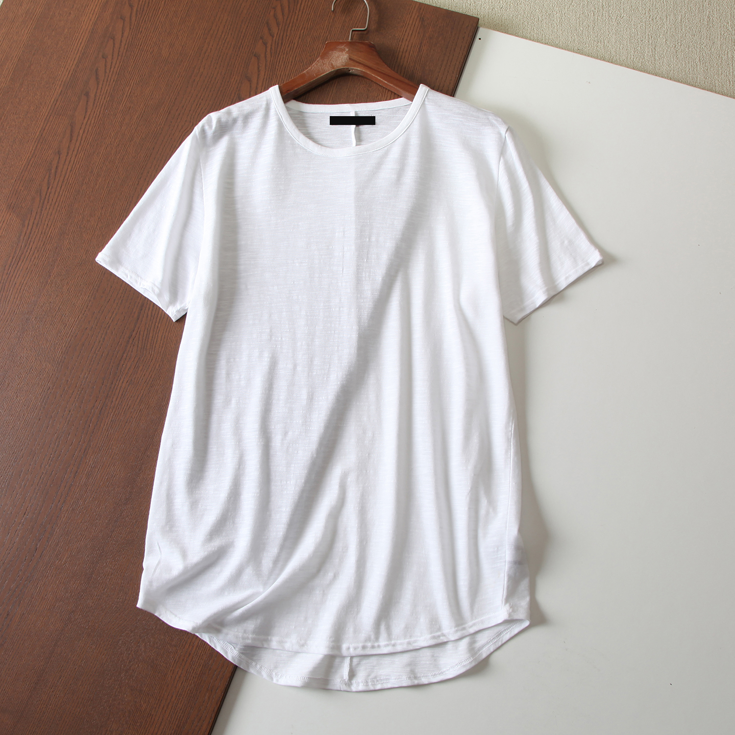 竹节棉中长款宽松圆领短袖T恤女