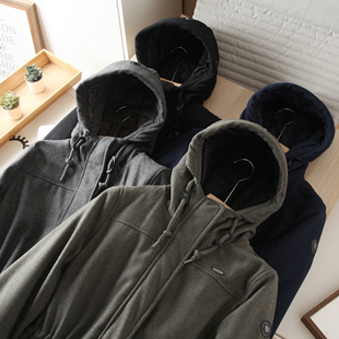 柜子1470 连帽收腰厚实毛呢大衣棉衣棉服外套女 中长款