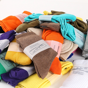 对这些颜色毫无抵抗力！糖果色 情侣高帮袜堆堆袜男女厚款中长袜