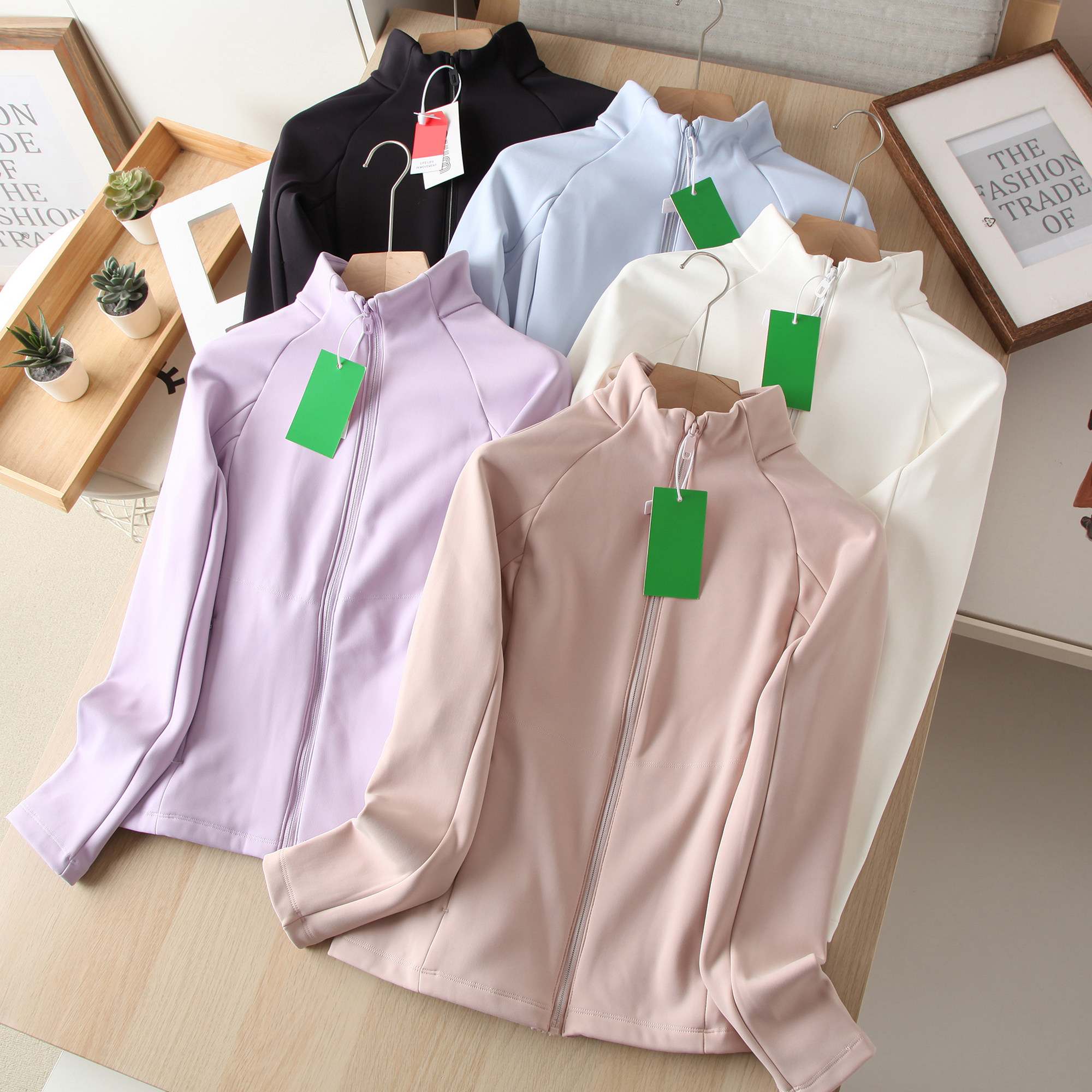 户外速干运动立裁修身小立领加厚保暖防风休闲外套女秋冬新款上衣