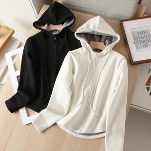 石墨烯蓄热保暖！立体裁剪修身小蛮腰双面绒双拉链连帽卫衣外套女