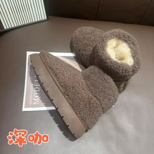 冬天脚上の小暖炉！情侣款！加绒巨厚实羊羔毛暖呼呼雪地靴