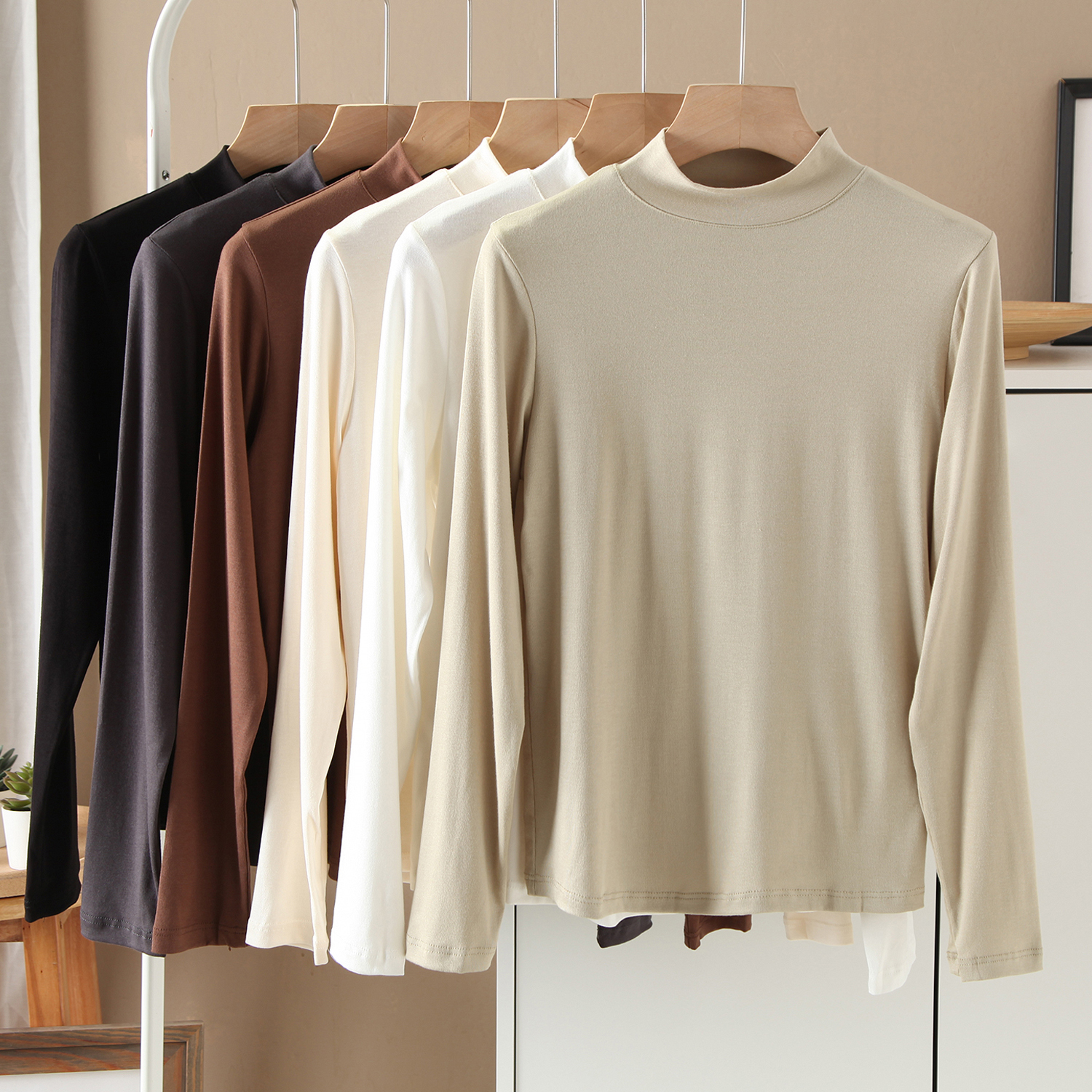 半高领打底衫长袖t恤修身小立领