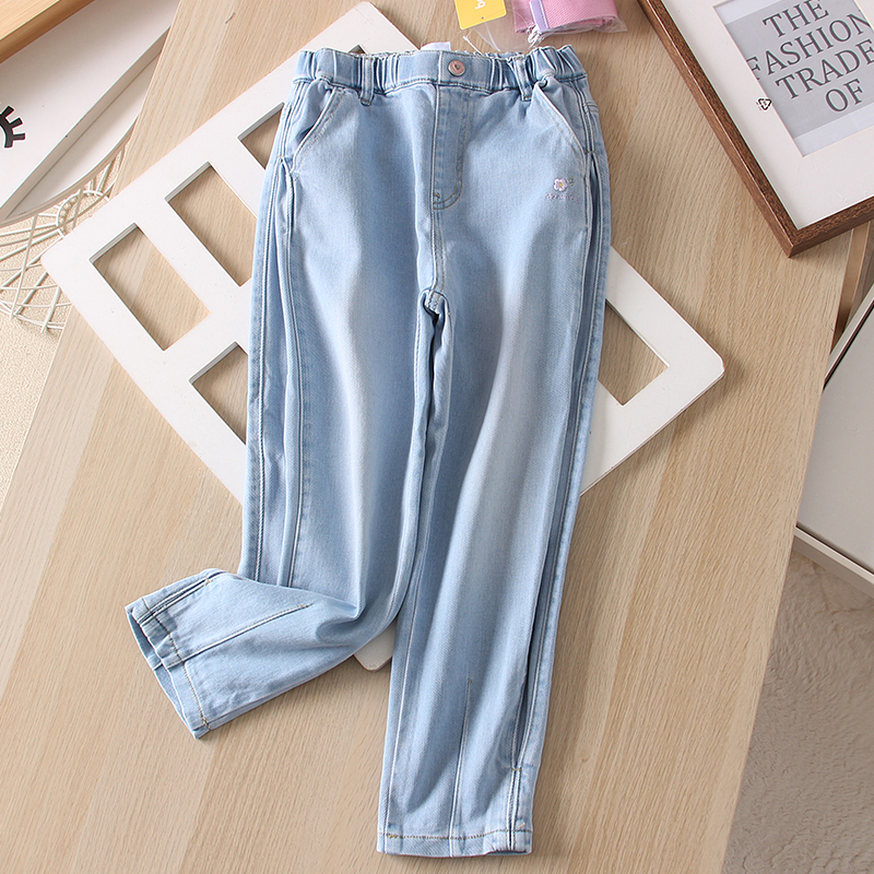 牛仔裤春秋儿童松紧腰收口老爹裤