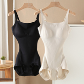 舒适裸感免穿文胸黑色带胸垫弹力一体式 塑型提臀收腹束腰美体衣女