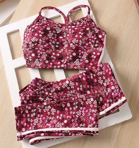 Комбинезон, штаны, одежда для йоги, комплект, цветочный принт, красивая спина, в обтяжку