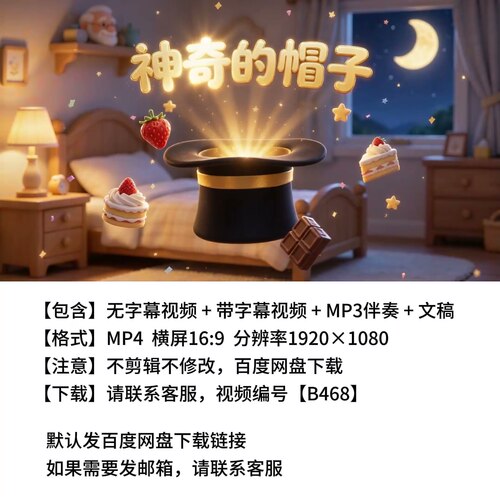 少儿故事表演《神奇的帽子》背景视频高清无水印伴奏视频舞台LED