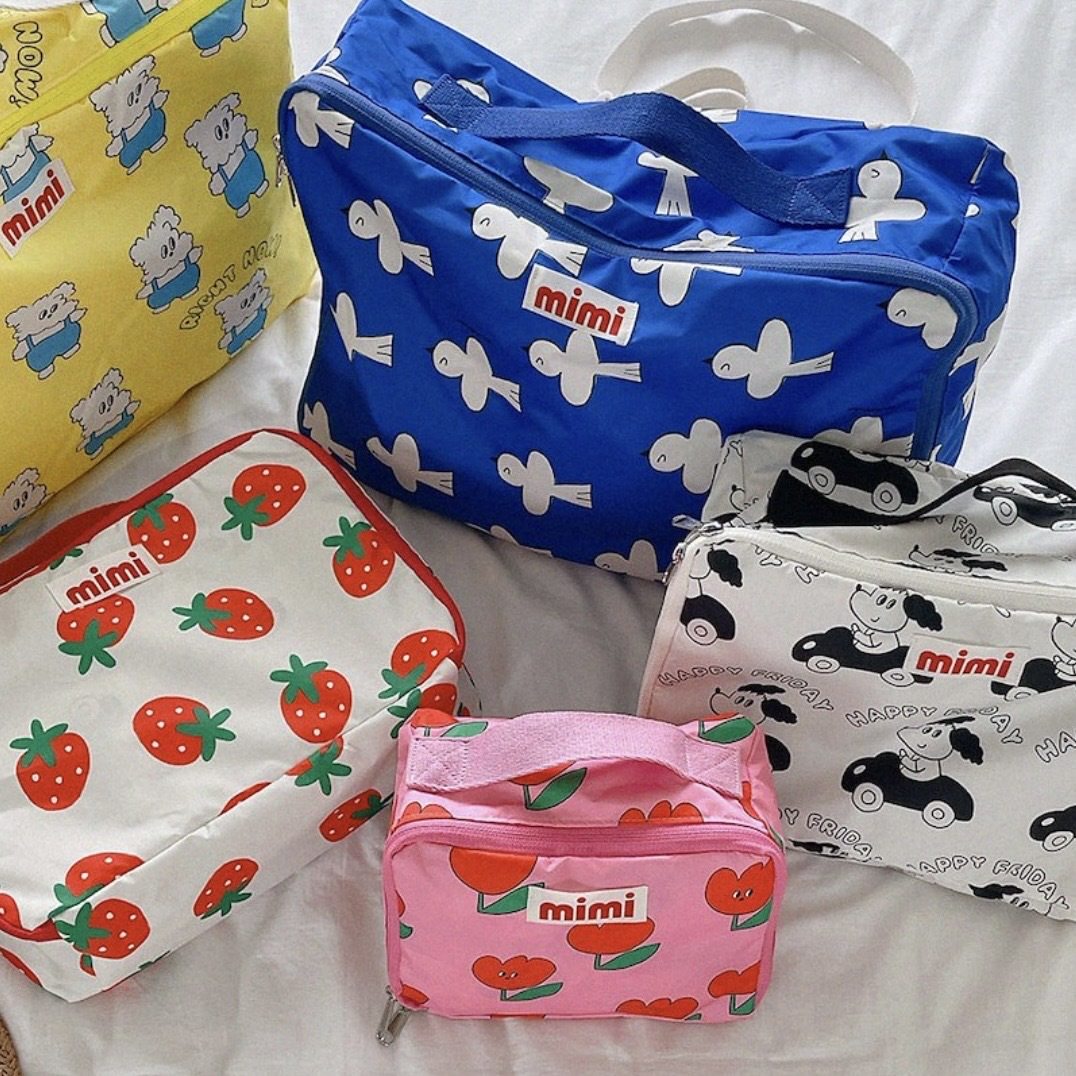 ins韩系卡通印花便携行李箱衣物收纳袋外出旅行大容量袋旅行袋女