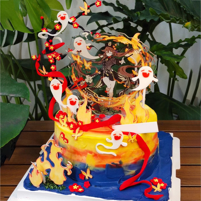 原神芙琳娜蛋糕儿童二次元定制动漫生日蛋糕深圳同城配送网红男生