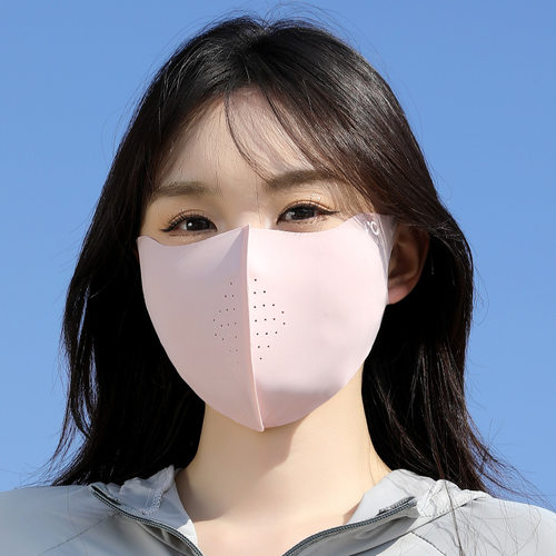 护眼角冰丝高颜值黑色防晒口罩女3d立体遮阳全脸防紫外线夏季面罩