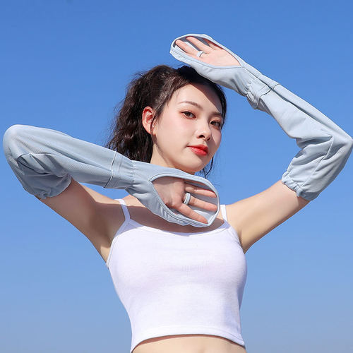 大码冰袖手套女夏季开车防晒袖宽松护臂骑行可调节冰丝袖套