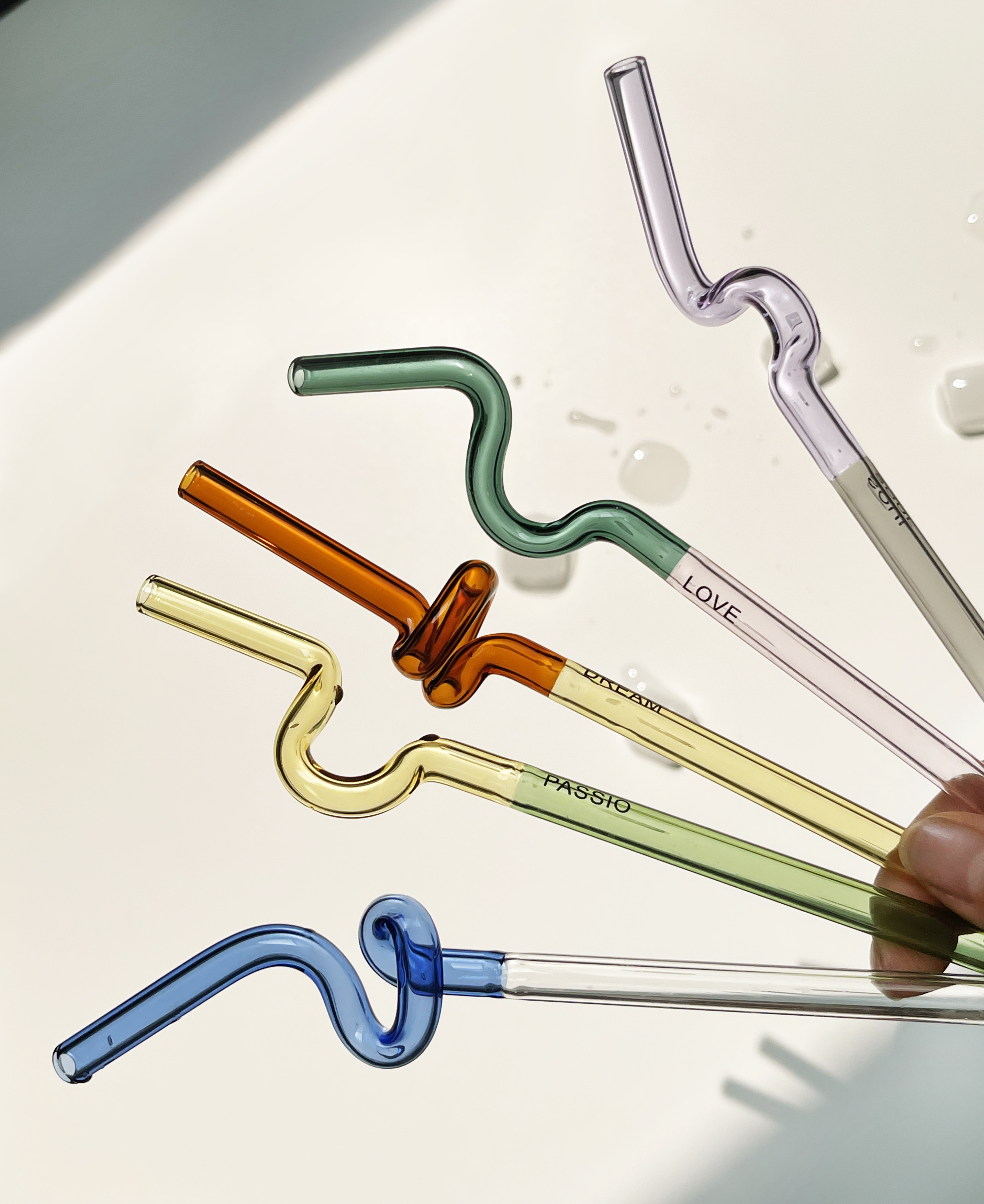 moyi living彩色玻璃吸管环保非一次性咖啡果汁搅拌棒ins设计感