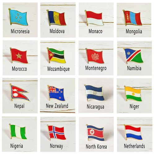 蝴蝶扣胸针国家国旗小胸针合金