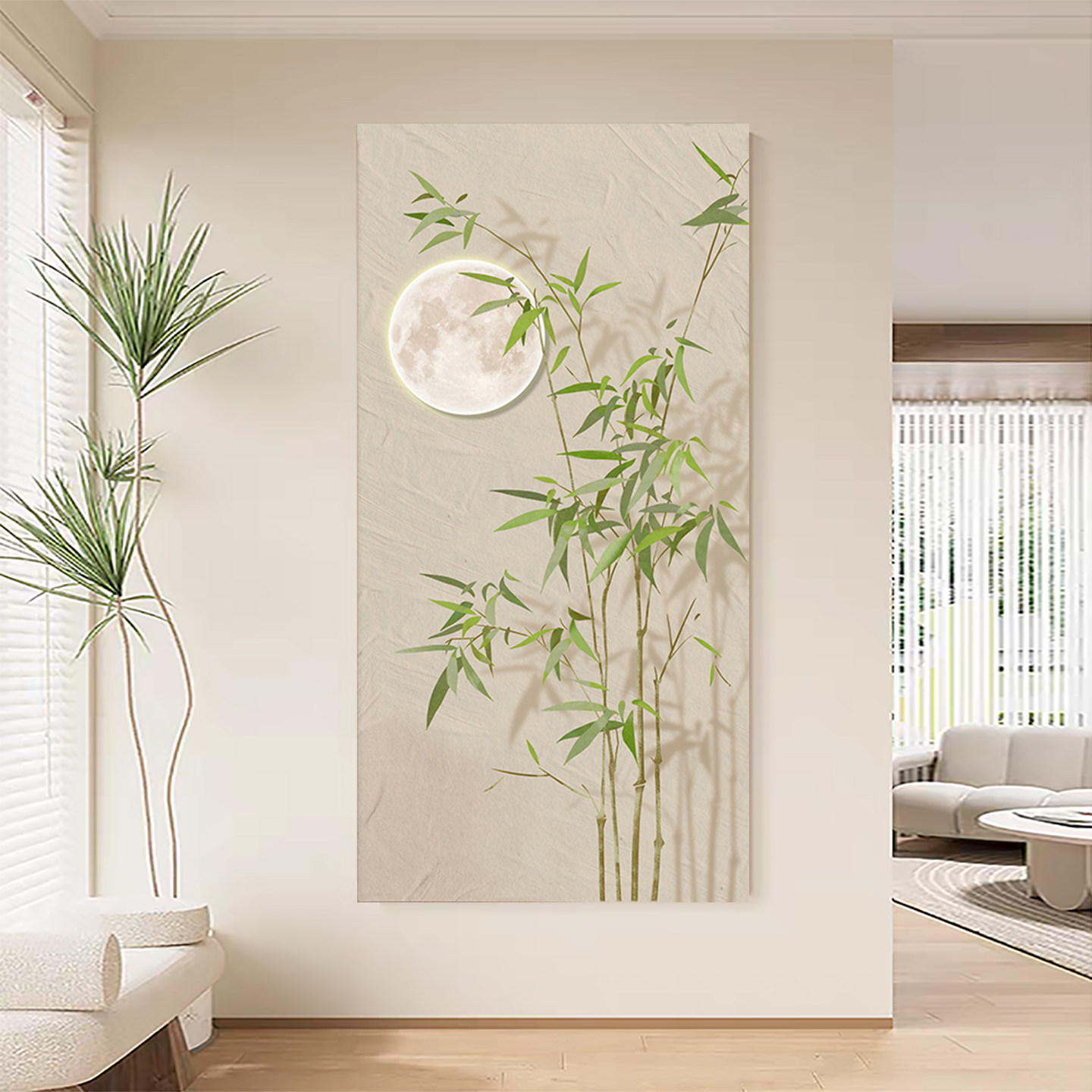 奶油风玄关自粘装饰画 走廊过道竹报平安壁纸客厅入户门贴纸墙纸,家居饰品,软装墙贴,淘宝优惠券,粉丝福利购,淘宝优惠卷