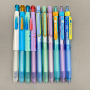 点石制笔热敏可擦笔黑 彩色渐变弹簧头中性笔学生文具晶蓝10支装