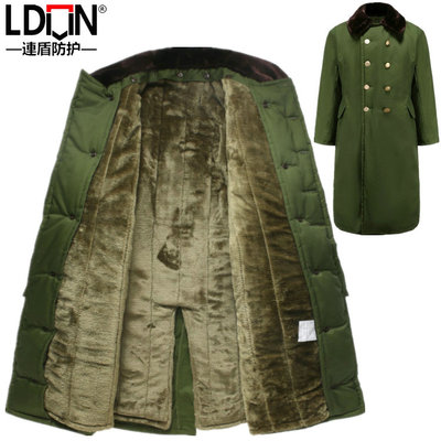 军棉大衣男绿色大衣毛绒东北大棉袄黄冬季加厚棉花长款保安服防寒