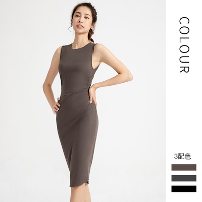 裸感运动连体瑜伽裙包臀裙