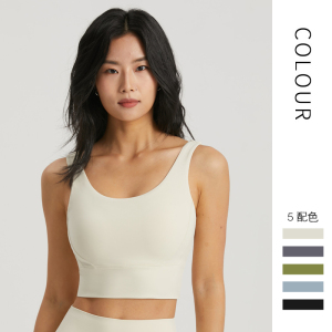 固定杯瑜伽文胸女防震聚拢收副乳U型美背运动内衣健身背心