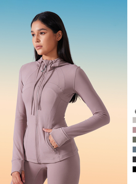 秋季define连帽运动夹克外套女裸感修身显瘦骑行健身服跑步瑜伽服