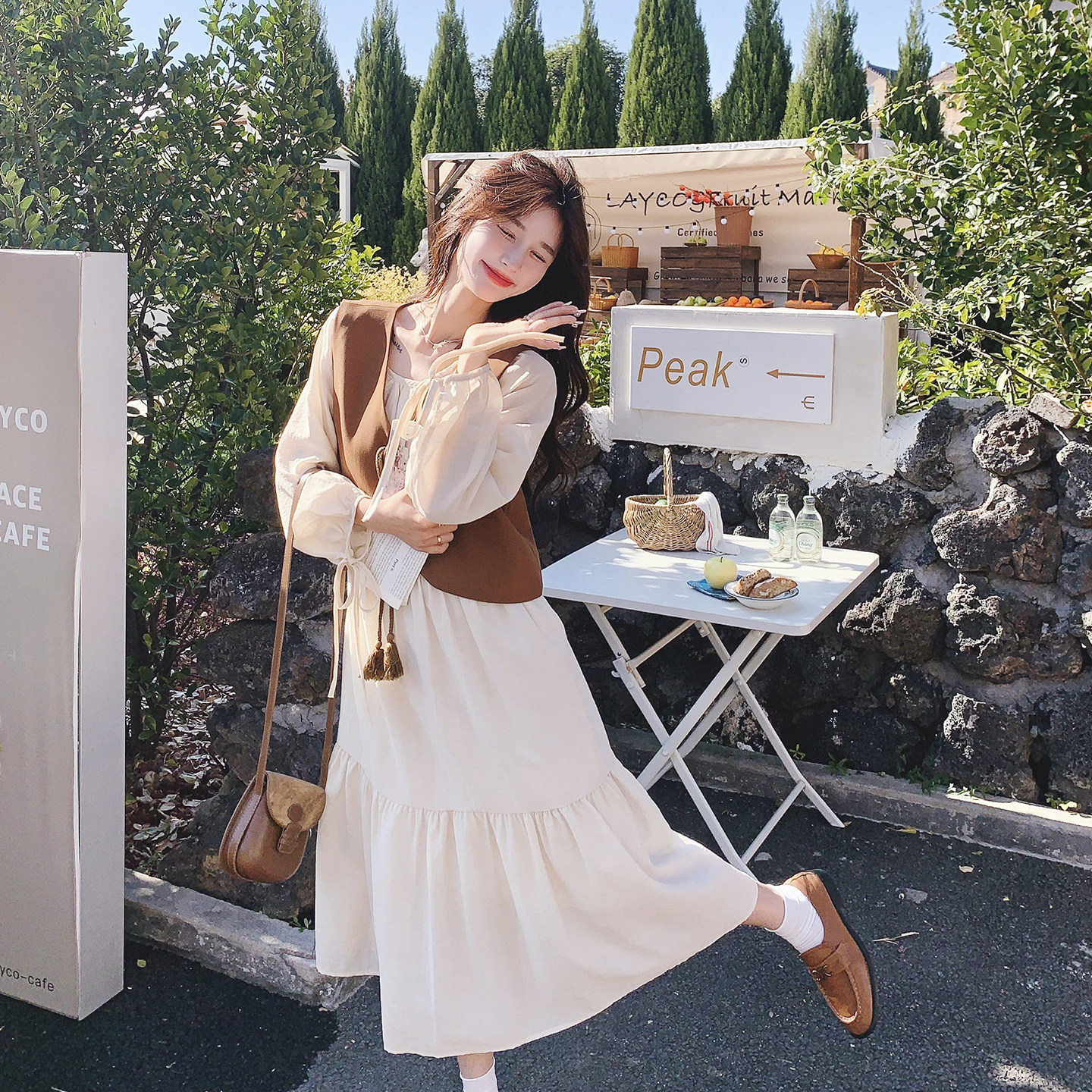 美拉德穿搭一整套马甲配连衣裙女春秋2026年高级感超火两件套裙装