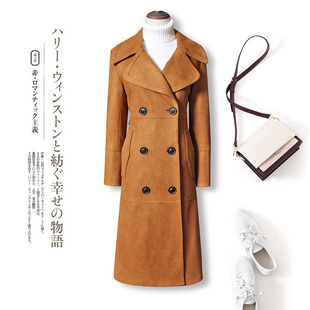 前半生罗子君明星同款过膝大衣韩版鹿皮绒中长款气质风衣女外套新