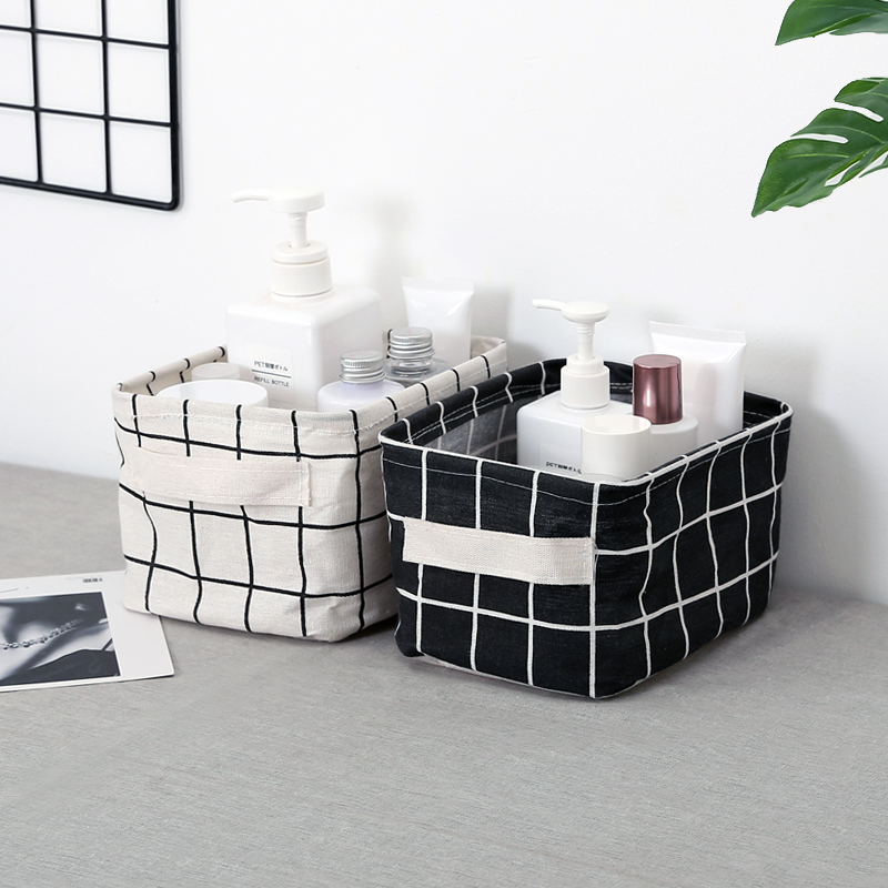 布艺桌面收纳篮玩具收纳筐厨房零食收纳盒可折叠整理篮手提储物箱