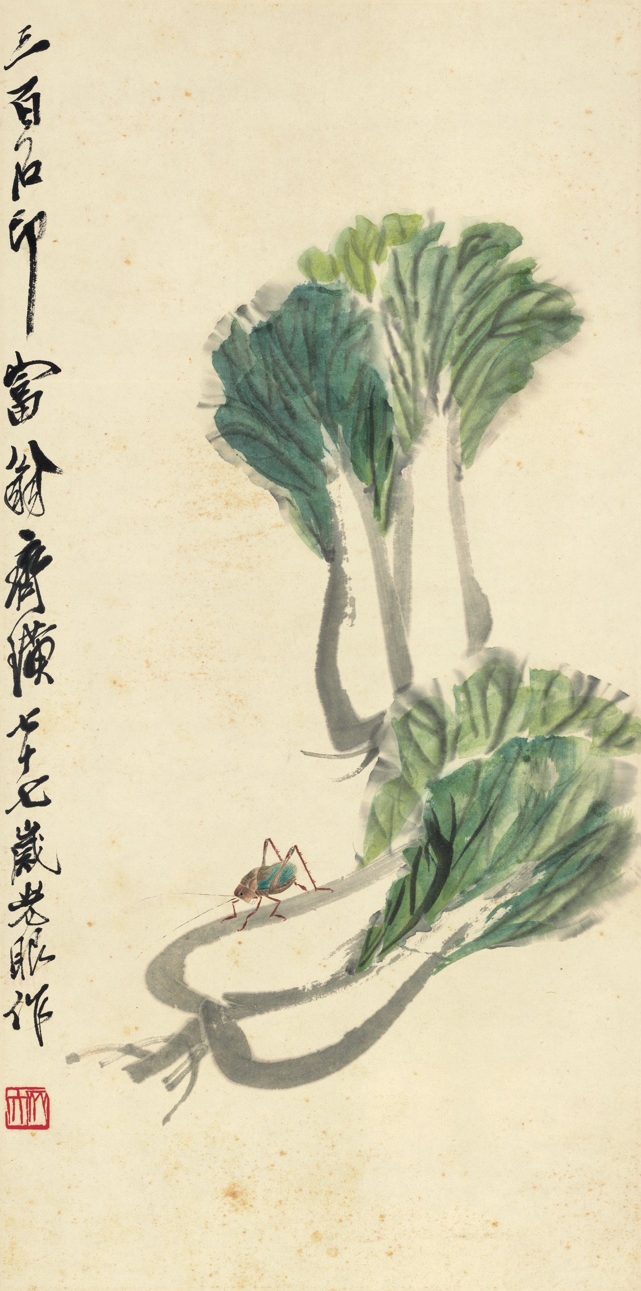 齐白石 白菜蝈蝈图 国画 水墨书画山水花鸟风景高清电子素材